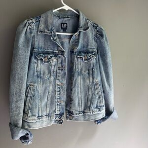 GAP Blue Jean Jacket with Stylish Puff Shoulders